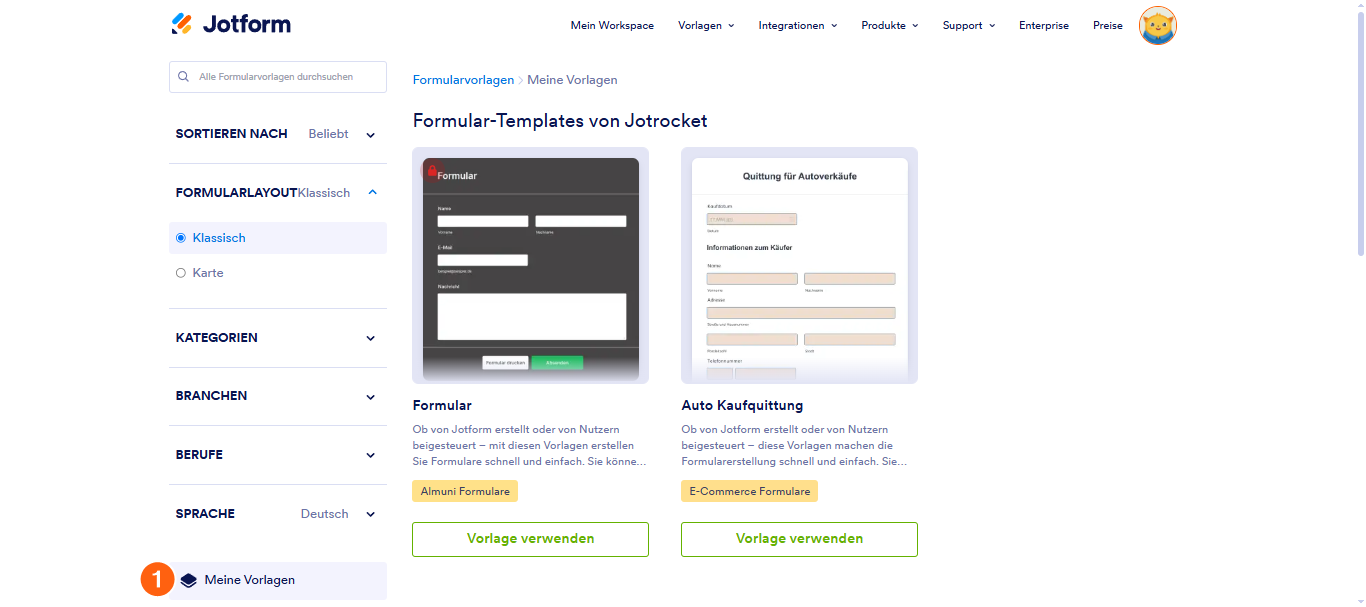 Teilen eines Formulars in der Galerie Vorlagen für Online-Formulare Image-3