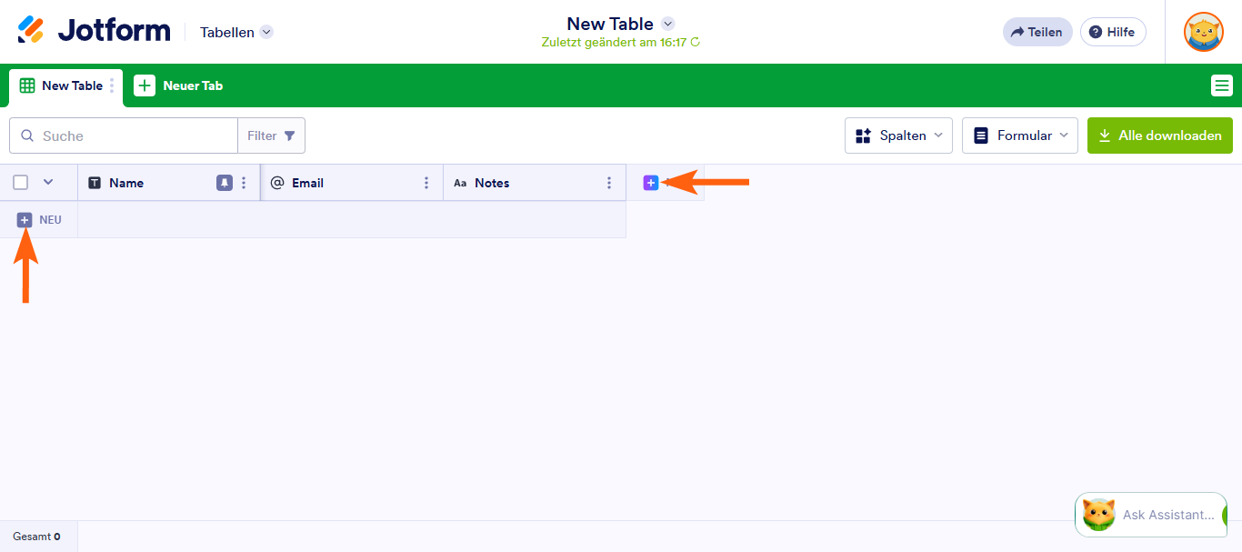 Wie Sie eine leere Tabelle in Jotform Tabellen erstellen Image-2