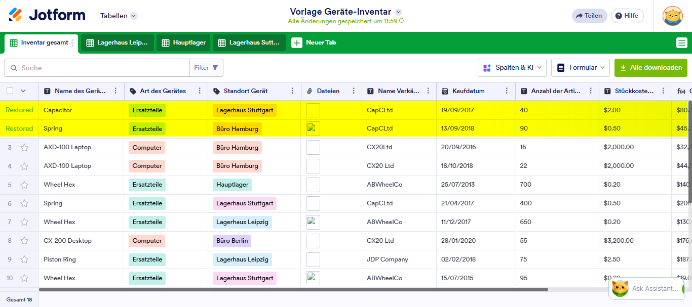 Wie Sie gelöschte Formularantworten in Jotform Tabellen wiederherstellen Image-3