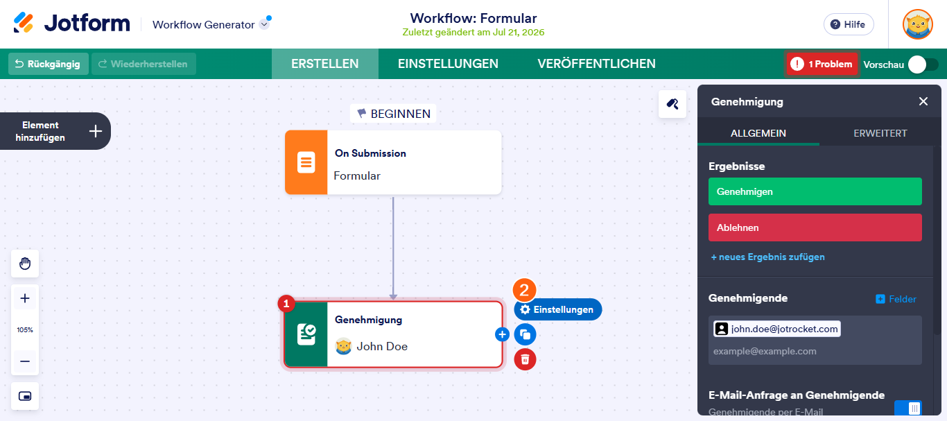 Wie Sie mehrstufige Genehmigungen in Jotform Approvals erstellen können Image-2