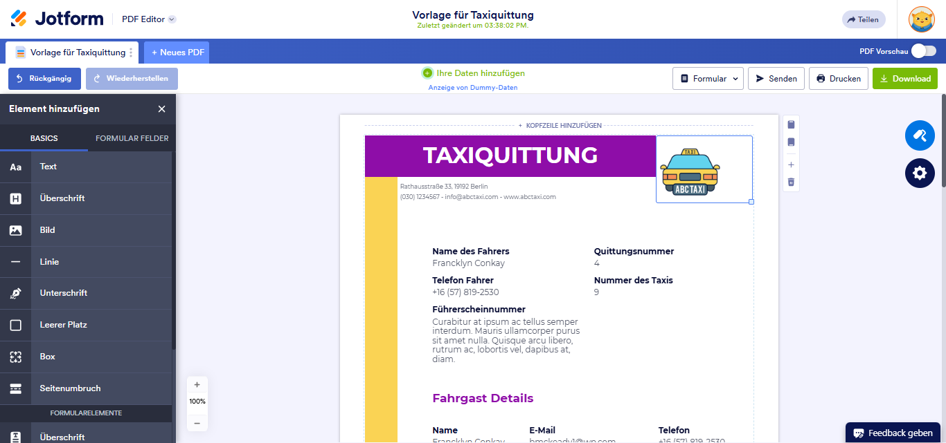 Wie Sie Elemente in einer PDF-Vorlage verschieben und ausrichten Image-3