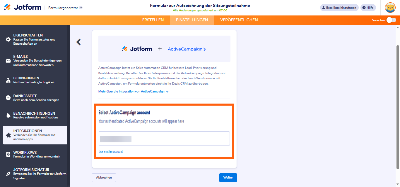 Wie Sie ActiveCampaign in Ihr Formular integrieren Image-5