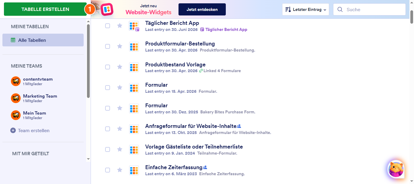 Wie Sie eine leere Tabelle in Jotform Tabellen erstellen Image-1