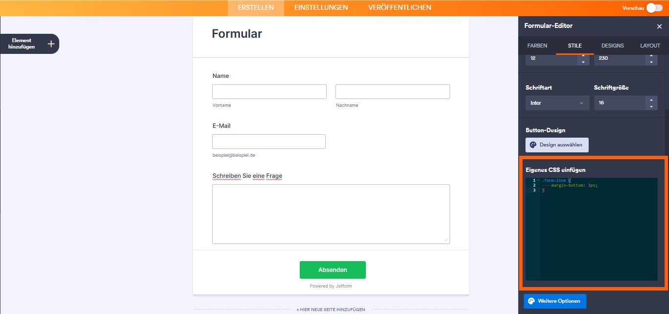Wie kann ich die Abstände zwischen den Fragen ändern? Image-4