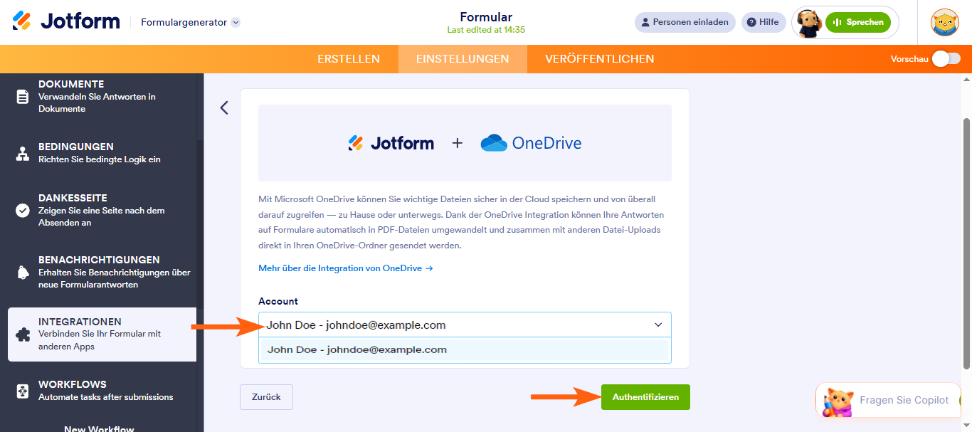 Wie Sie Jotform in OneDrive integrieren Image-3