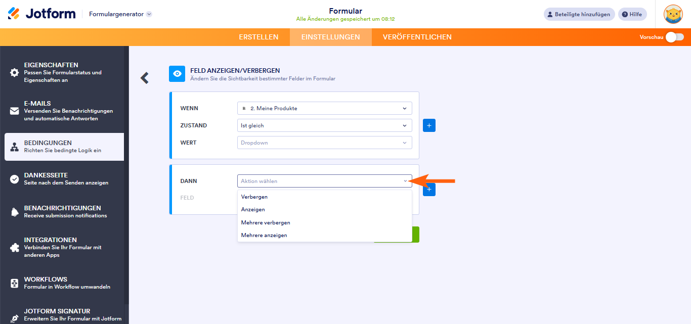 Wie Sie mehrere Felder bedingt ausblenden oder einblenden können Image-2