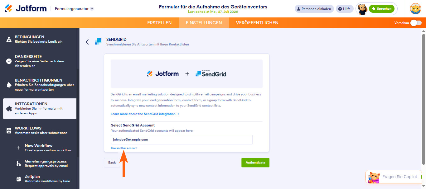 Wie Sie Ihr Formular in SendGrid integrieren können Image-3