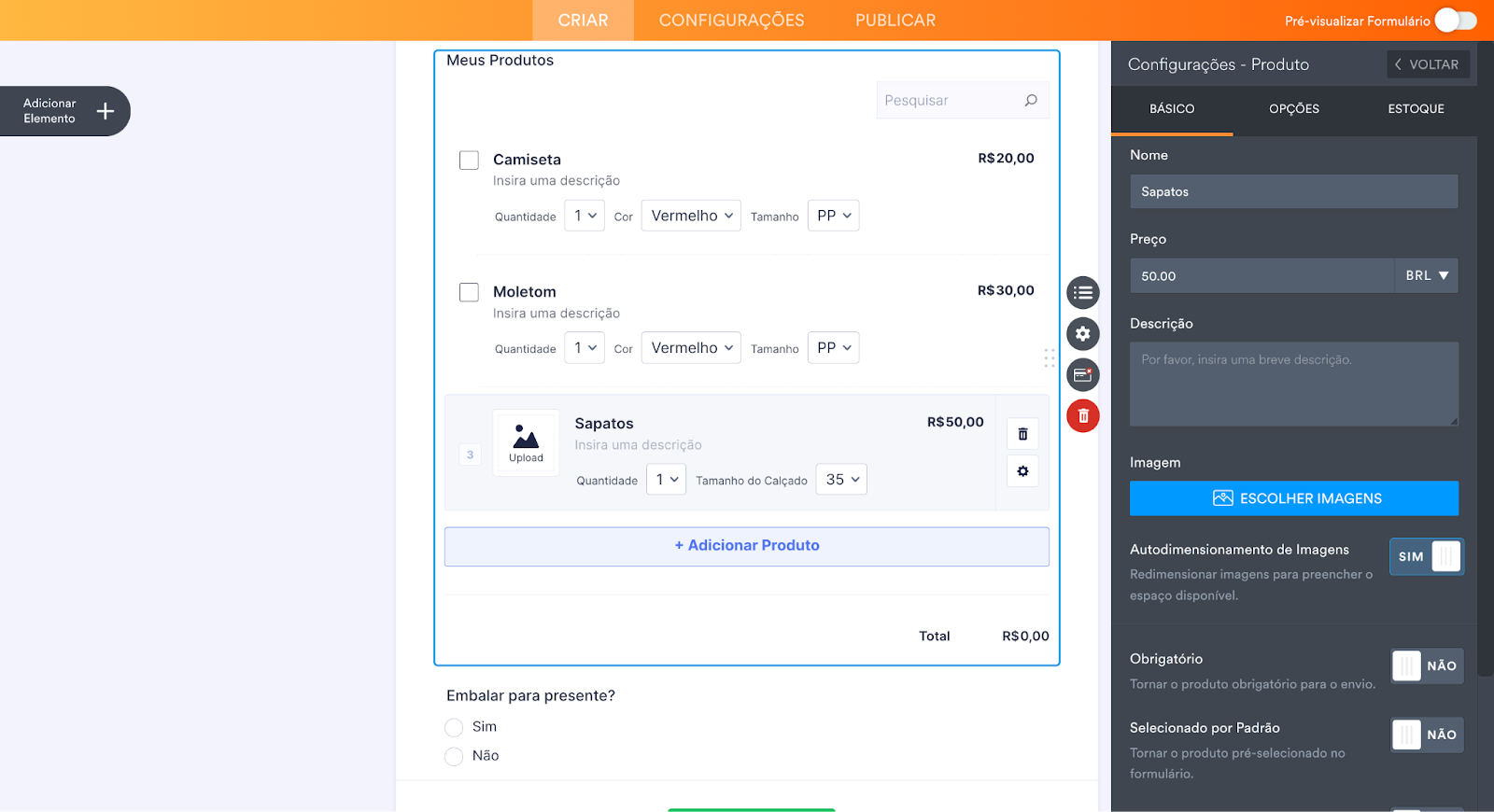 Layout Clássico no Criador de Formulários Jotform