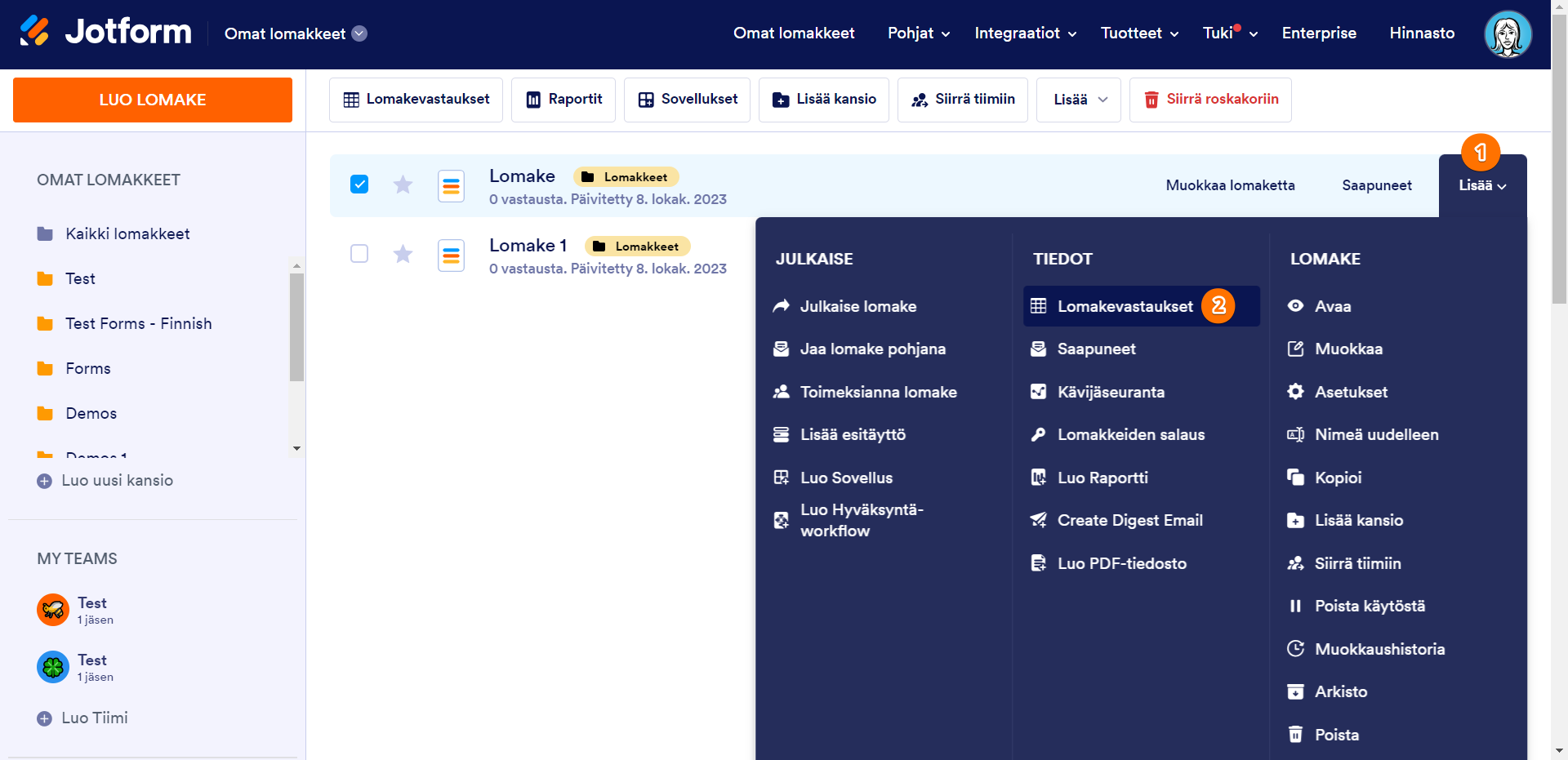 Miten tarkastella lomakevastauksia Image-2