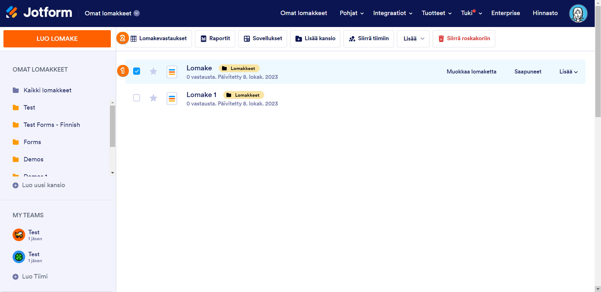 Miten tarkastella lomakevastauksia Image-1