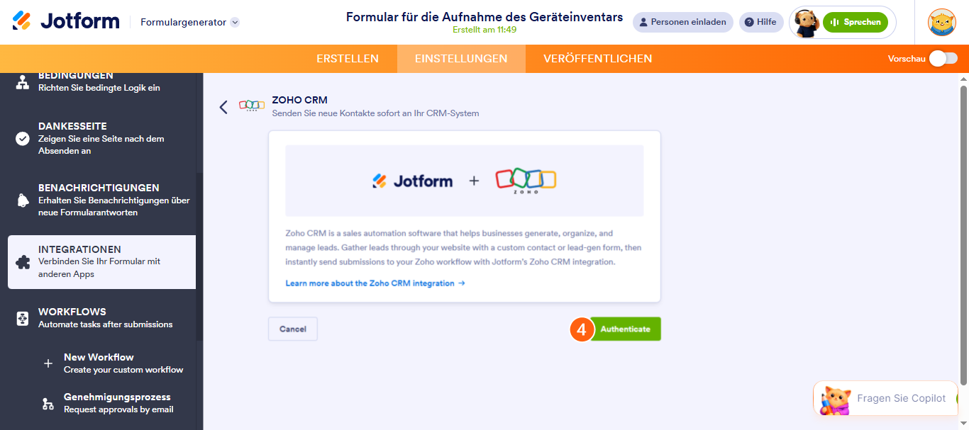 Wie Sie Jotform in Zoho CRM integrieren Image-2
