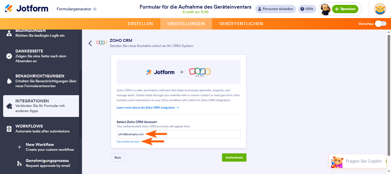 Wie Sie Jotform in Zoho CRM integrieren Image-3