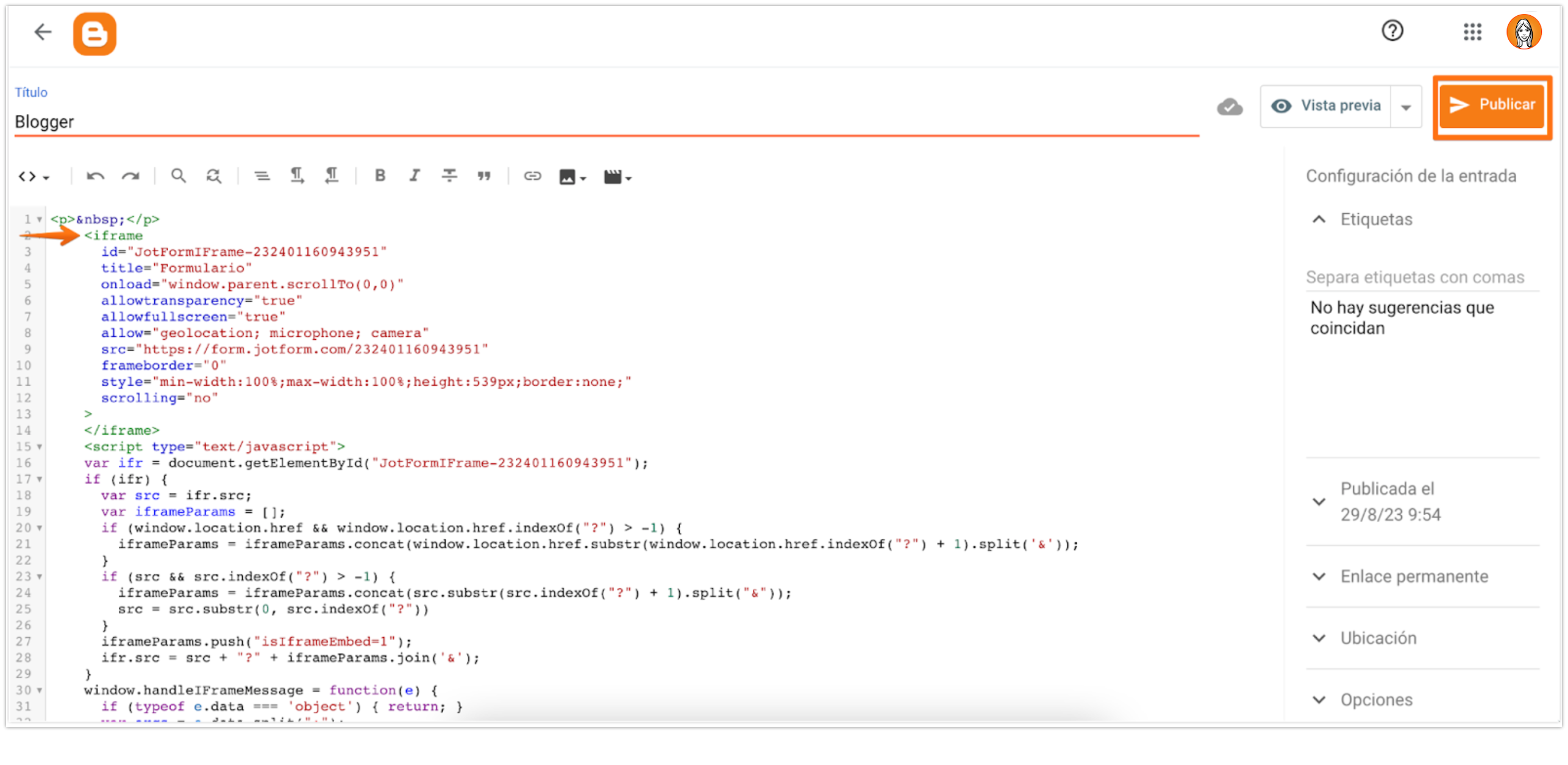 Cómo añadir un formulario a Blogger Image-4