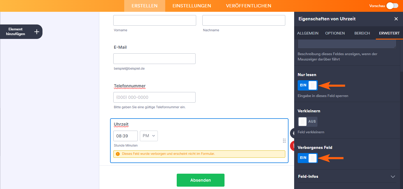 Aktivieren oder Deaktivieren eines Formulars basierend auf der Zeit unter Verwendung von Bedingungen Image-3