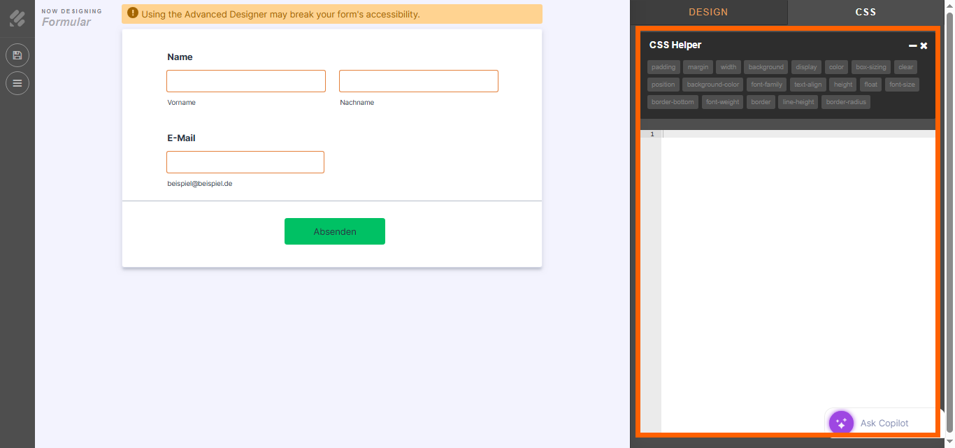 Wie Sie auf den erweiterten Designer zugreifen Image-4