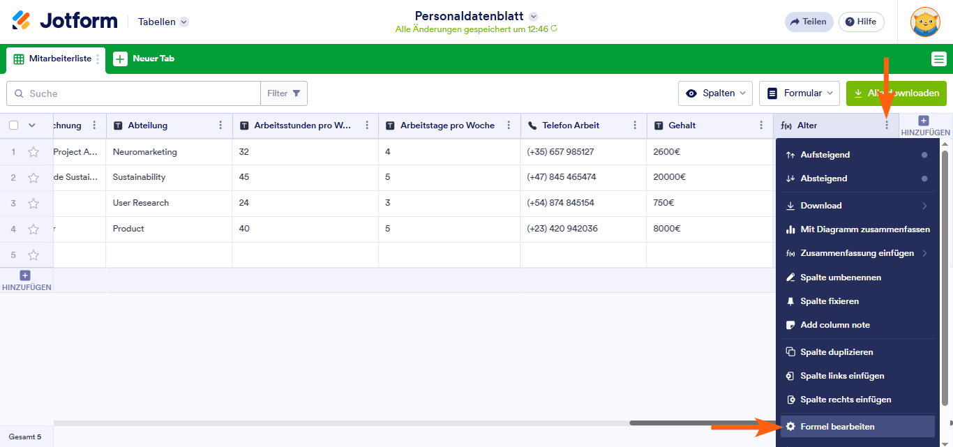 Erweiterte Formeln in Jotform Tabellen verwenden Image-6
