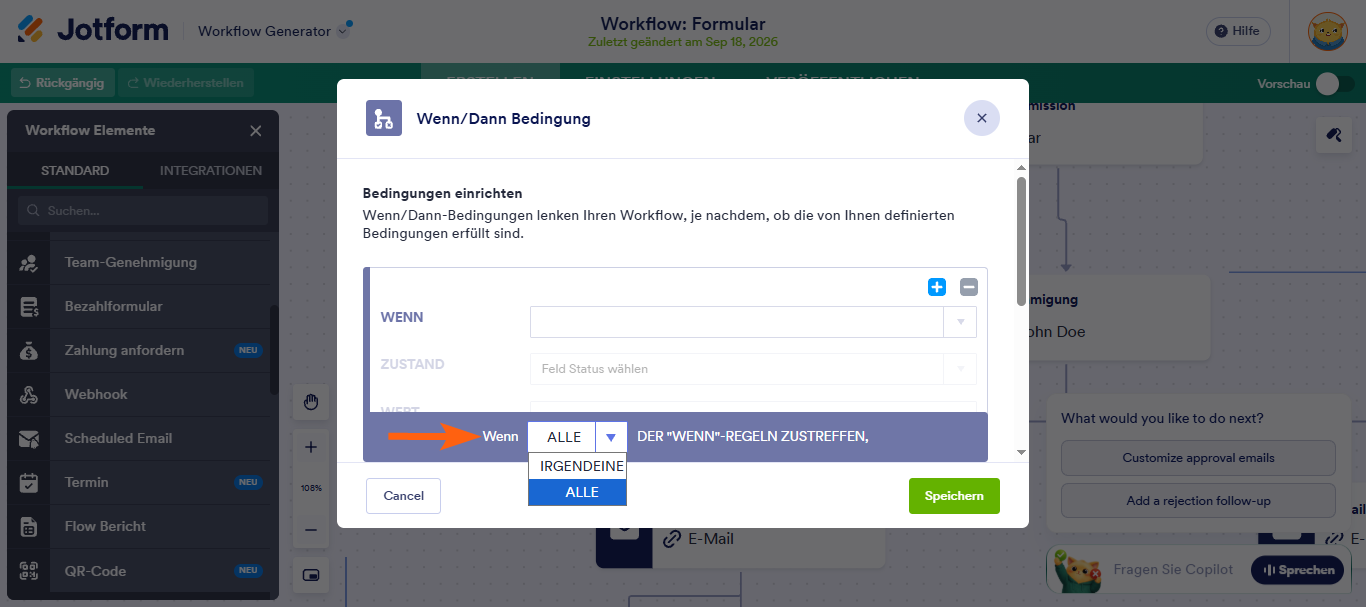 Wie Sie ein Wenn-Dann-Bedingungselement mit Jotform Approvals einrichten Image-6