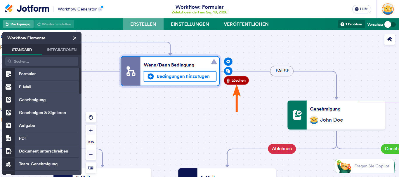 Wie Sie ein Wenn-Dann-Bedingungselement mit Jotform Approvals einrichten Image-9