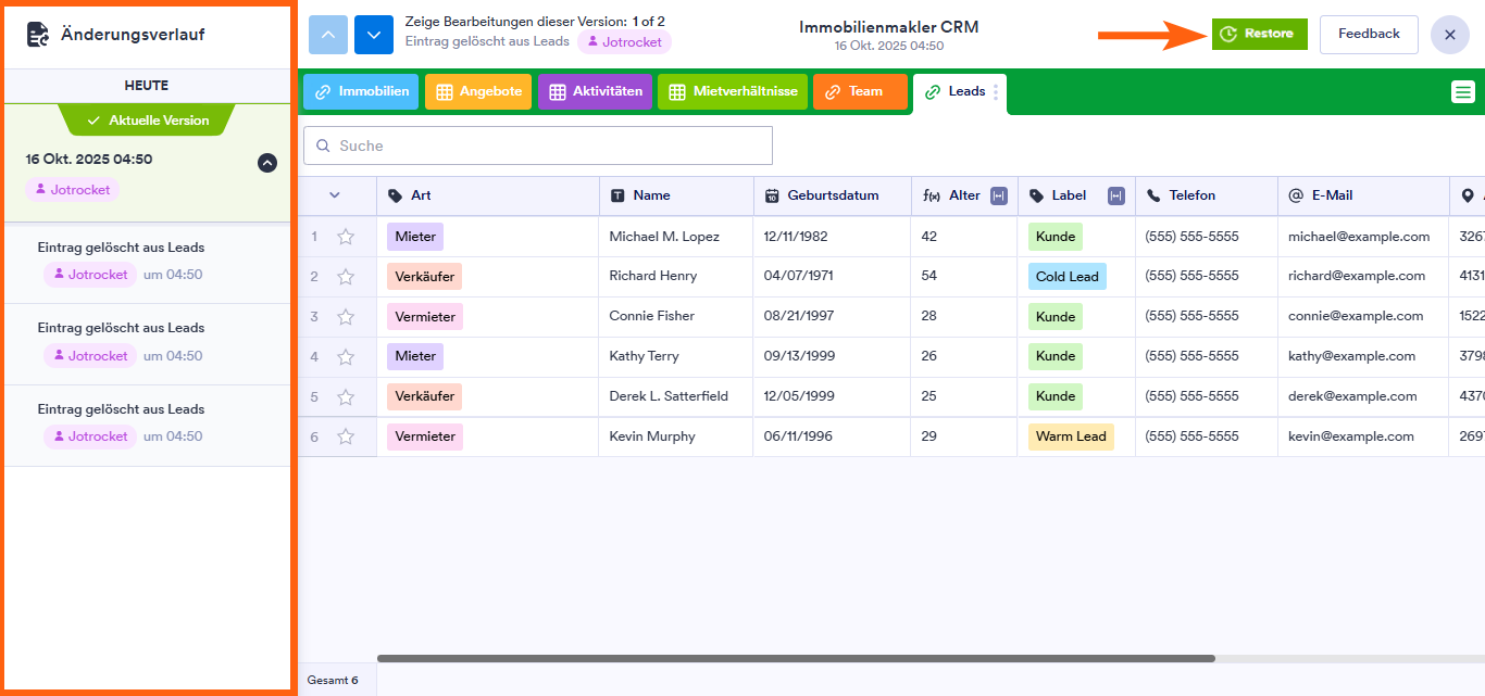 Wie Sie den Änderungsverlauf in Jotform Tabellen anzeigen können Image-2