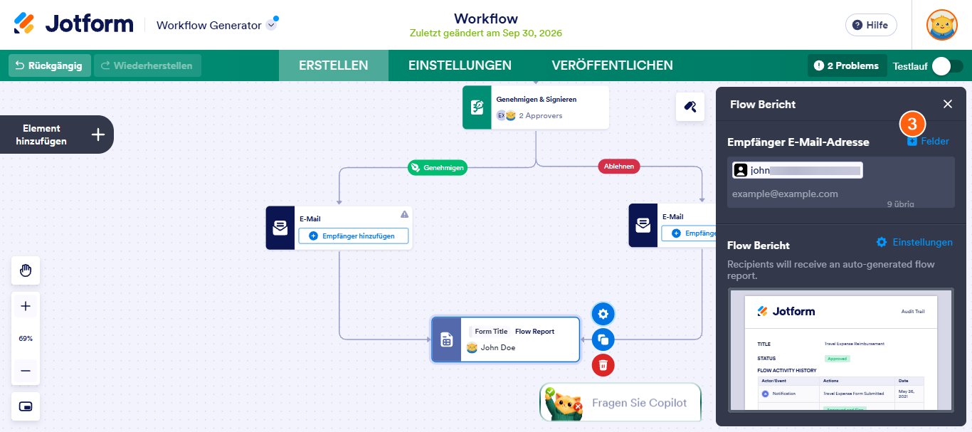 Wie Sie einen Genehmigungsbericht in Jotform Approvals senden Image-2