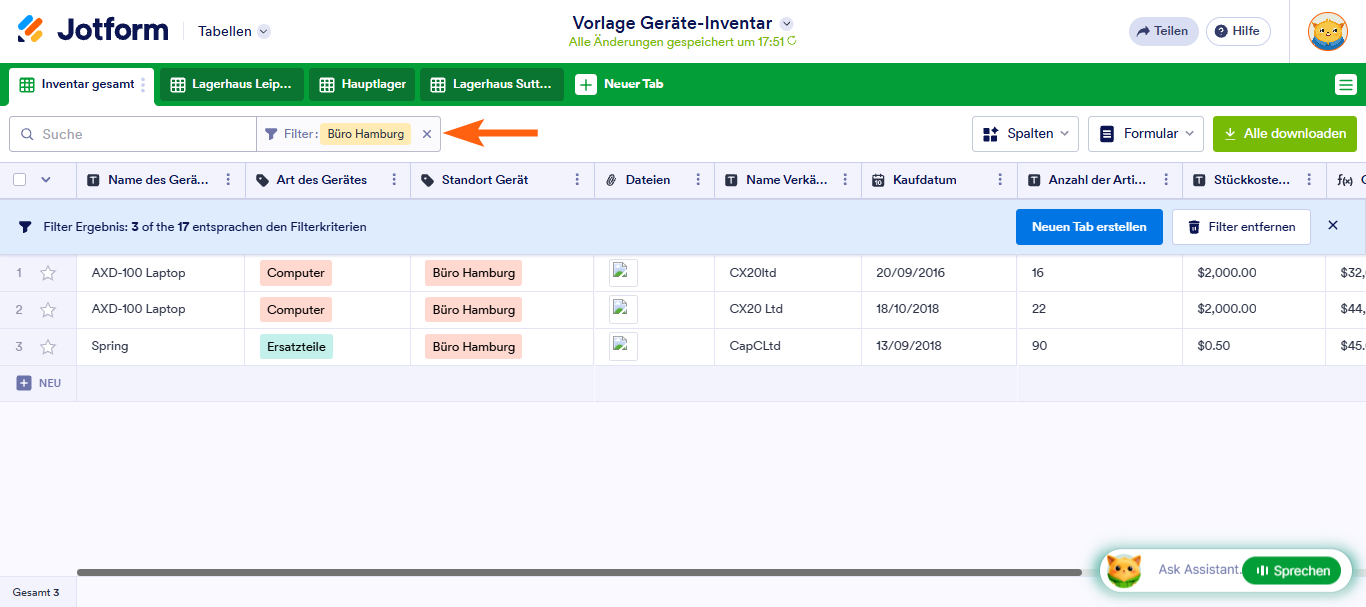 Wie Sie Einträge in Jotform Tabellen filtern Image-12