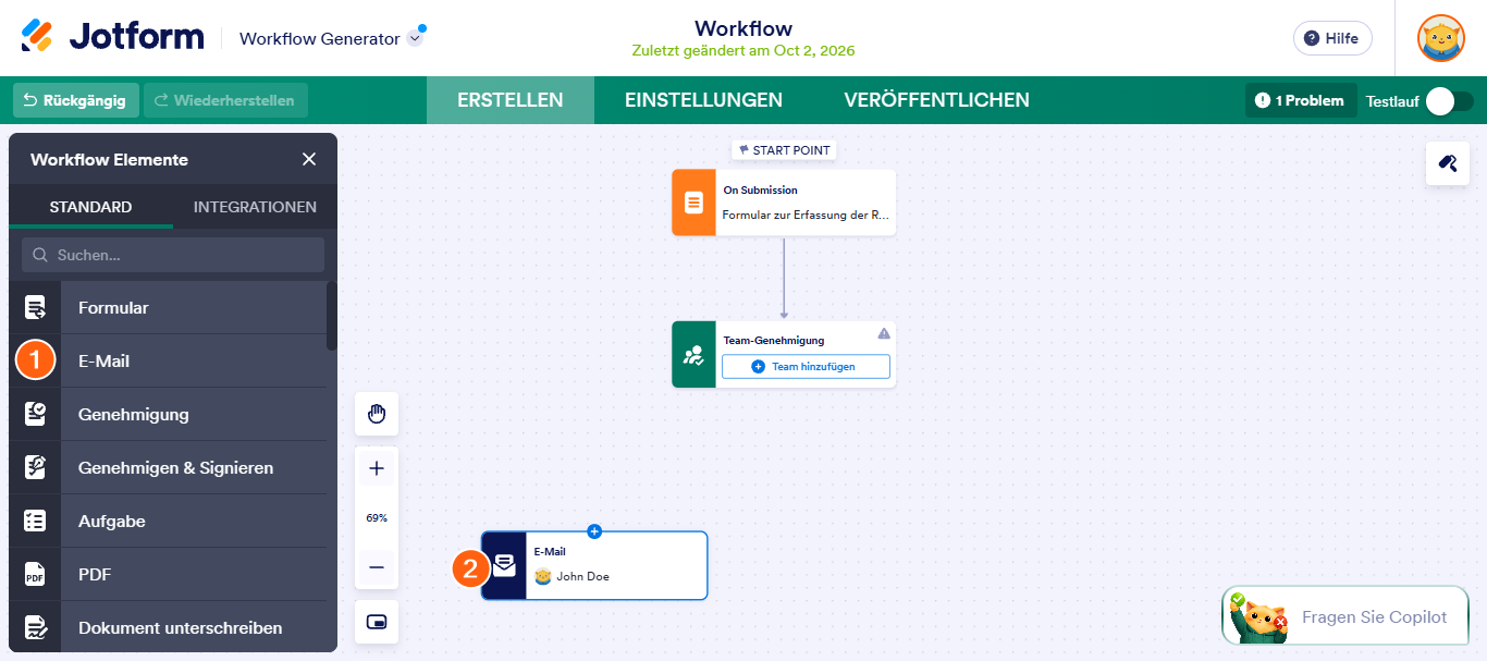 Wie Sie ein Element zum Senden von E-Mails in Jotform Approvals einrichten Image-1