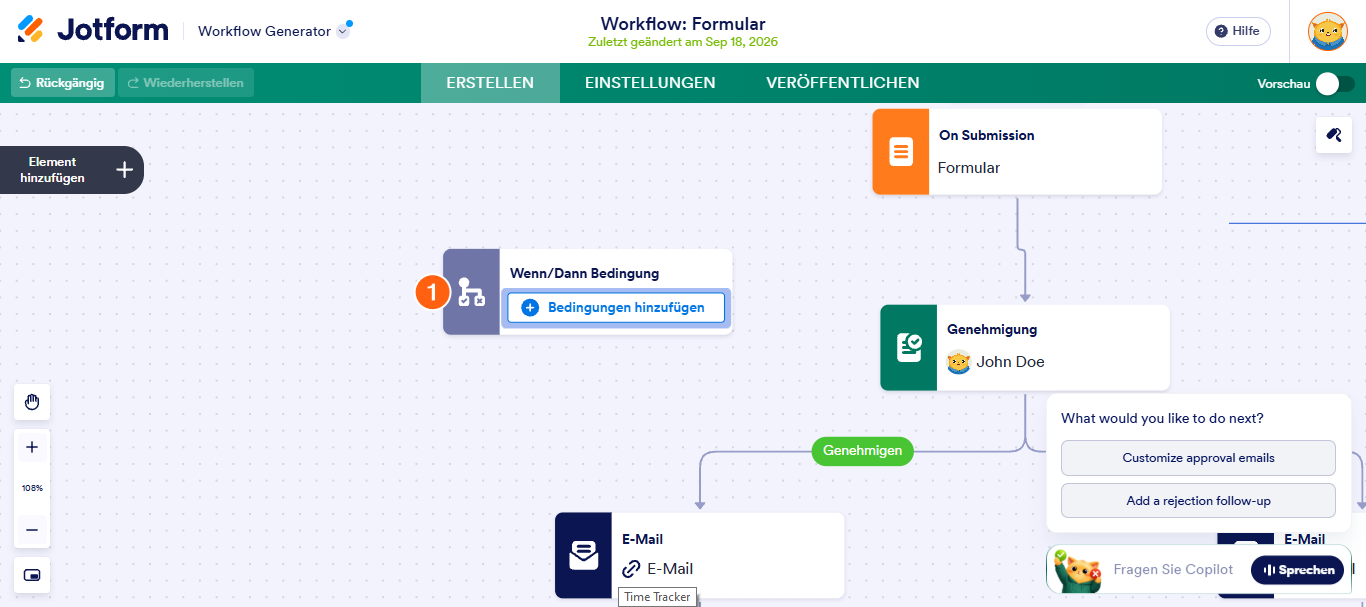 Wie Sie ein Wenn-Dann-Bedingungselement mit Jotform Approvals einrichten Image-2