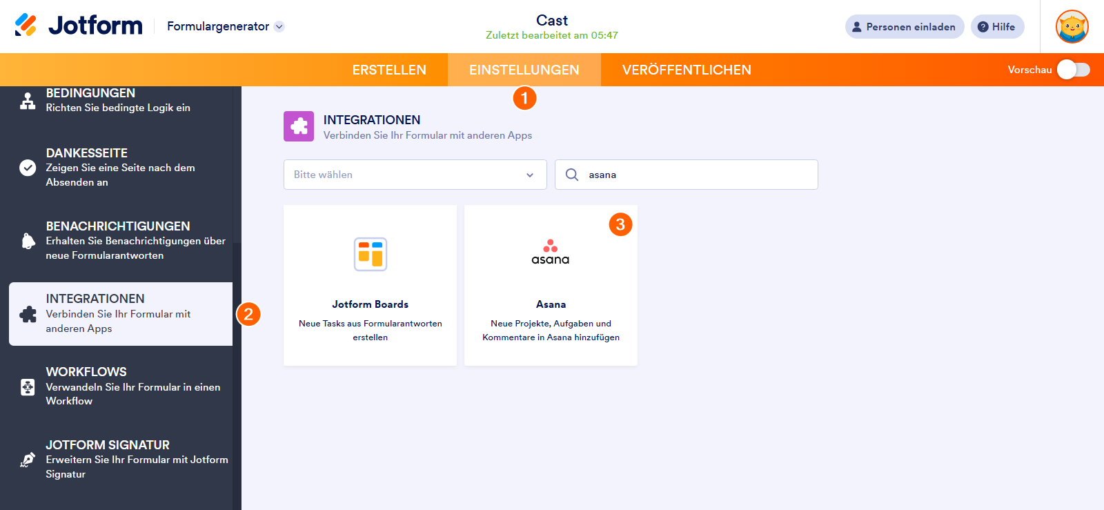 Aufgaben in Asana mit Formularantworten von Jotform erstellen Image-10