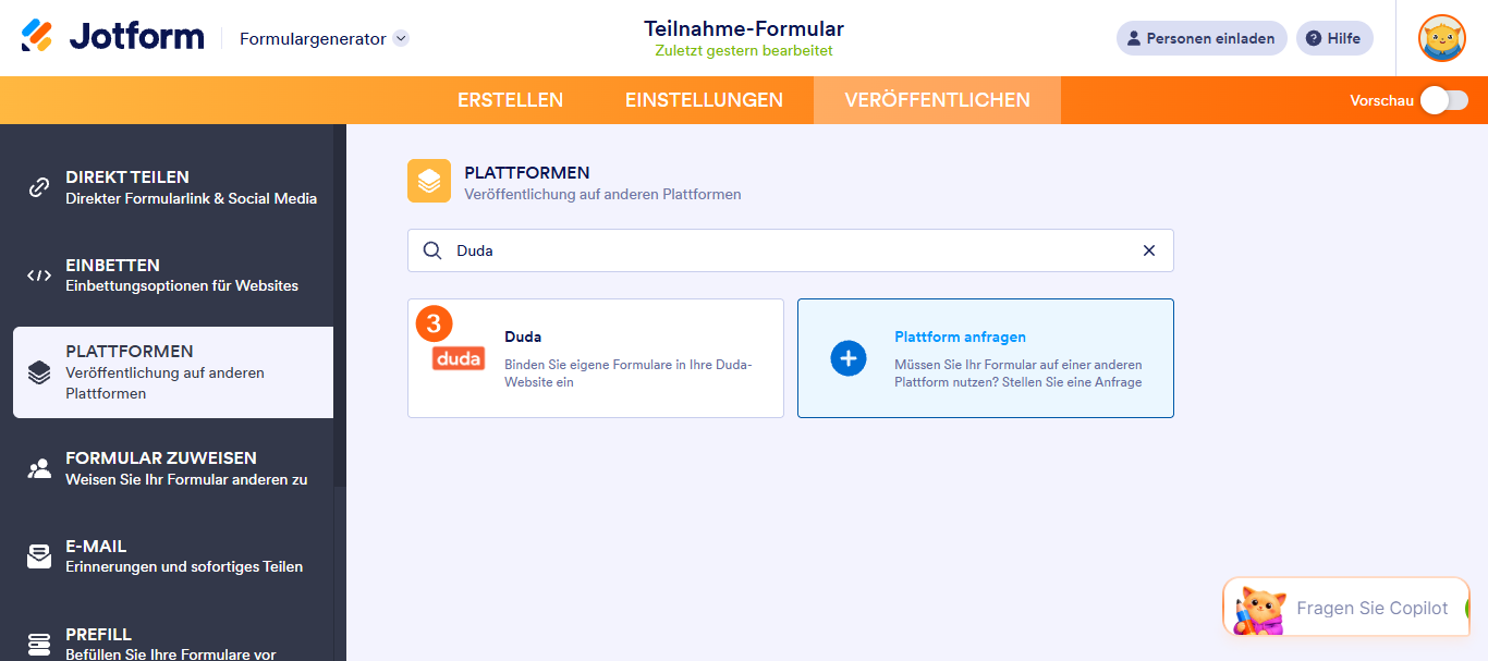 Wie Sie ein Formular in den Duda Website-Generator einbetten Image-2