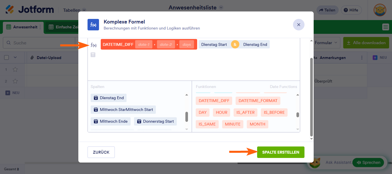 Erweiterte Formeln in Jotform Tabellen verwenden Image-4