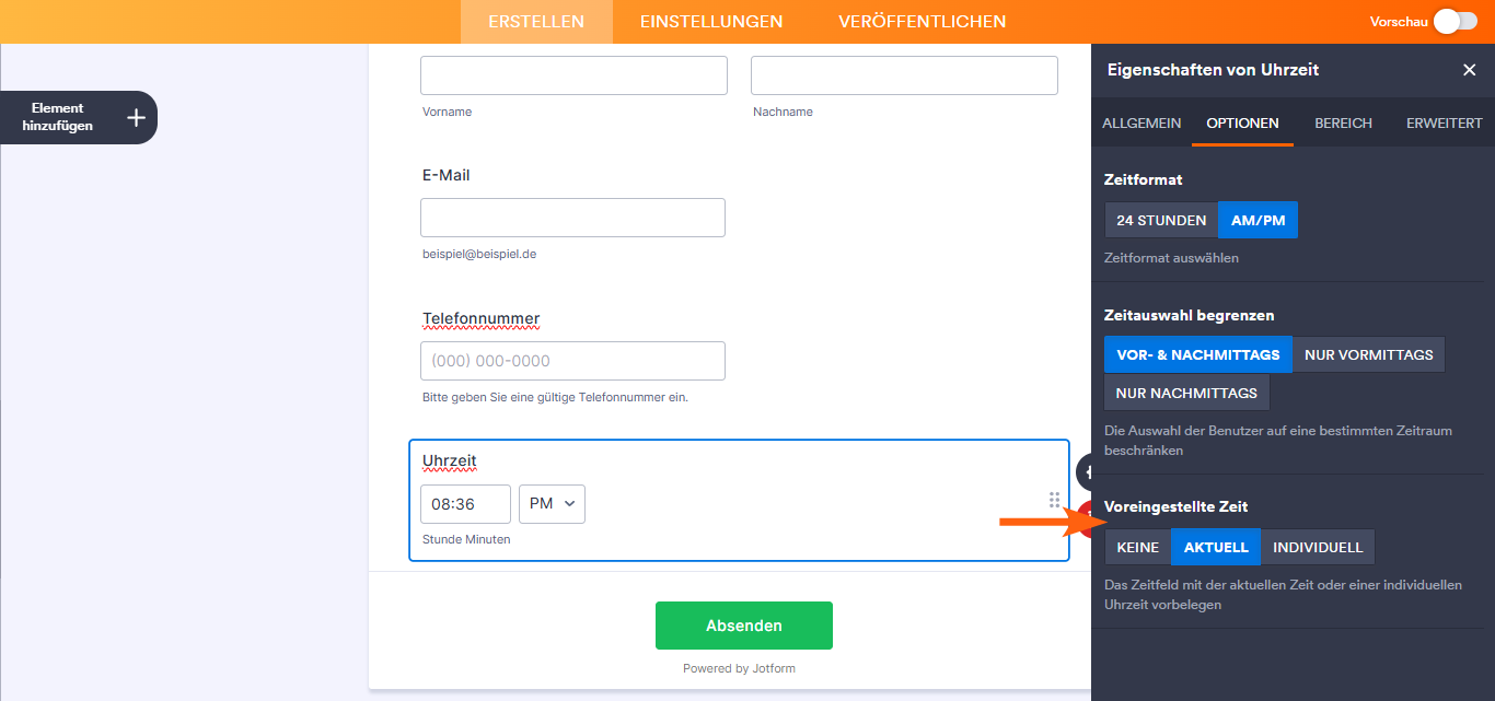 Aktivieren oder Deaktivieren eines Formulars basierend auf der Zeit unter Verwendung von Bedingungen Image-2