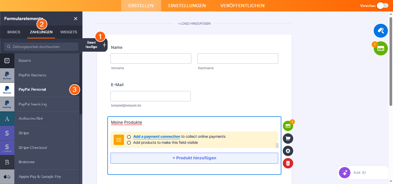 Einrichtung Ihres ersten Bestellformulars Image-1