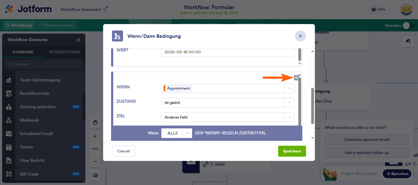 Wie Sie ein Wenn-Dann-Bedingungselement mit Jotform Approvals einrichten Image-7
