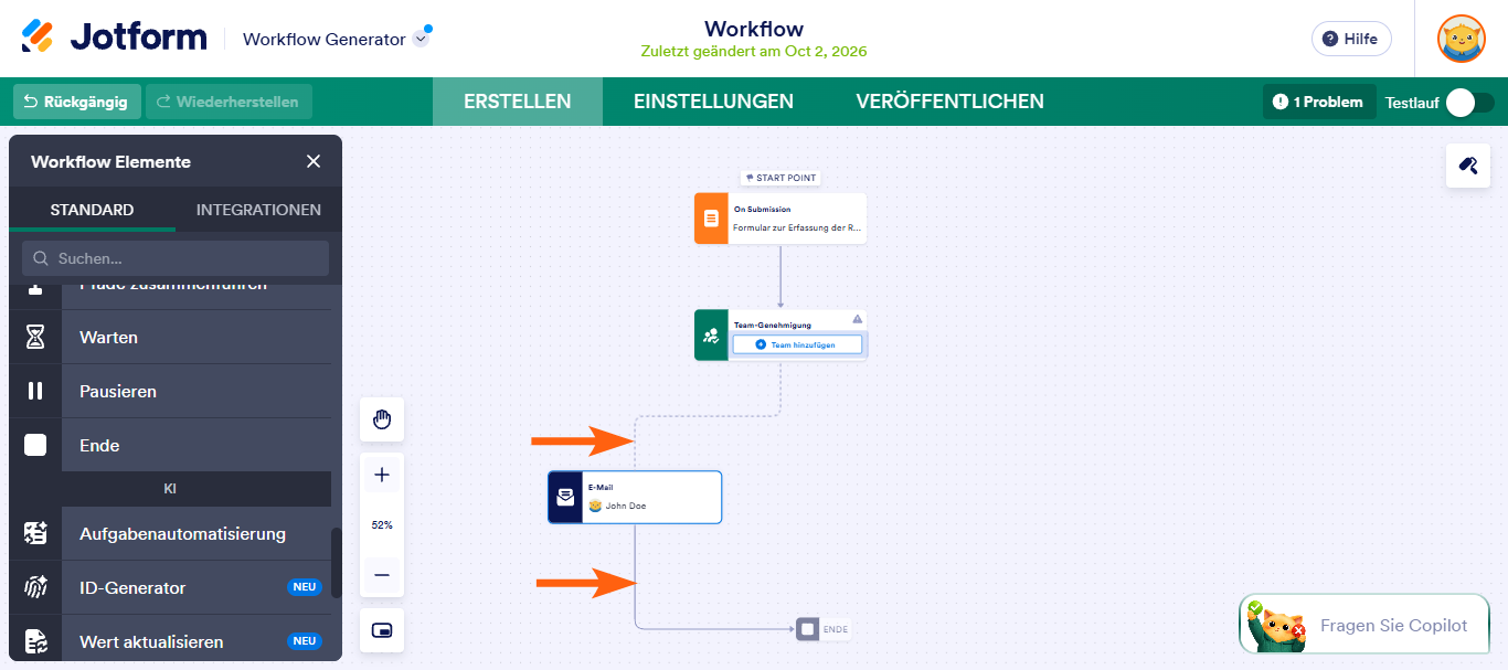 Wie Sie ein Element zum Senden von E-Mails in Jotform Approvals einrichten Image-2