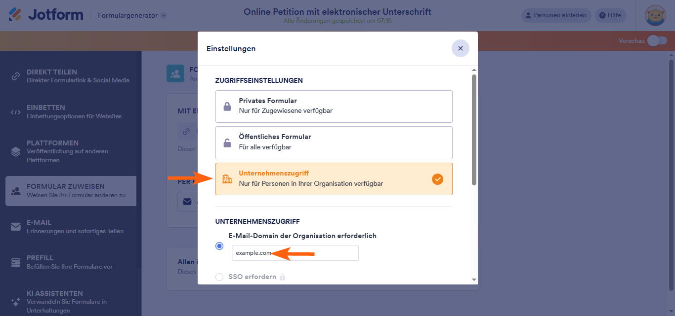 Wie Sie Ihre Formulare nur für Firmenmitglieder zugänglich machen Image-1