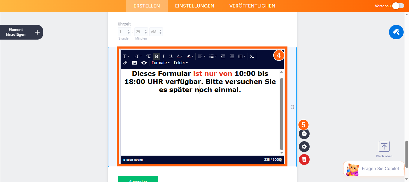 Aktivieren oder Deaktivieren eines Formulars basierend auf der Zeit unter Verwendung von Bedingungen Image-8