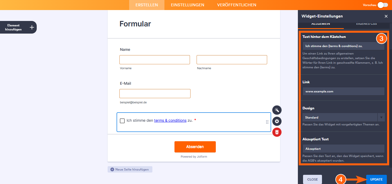 Hinzufügen einer Nutzungsbedingung zu einem Formular Image-3