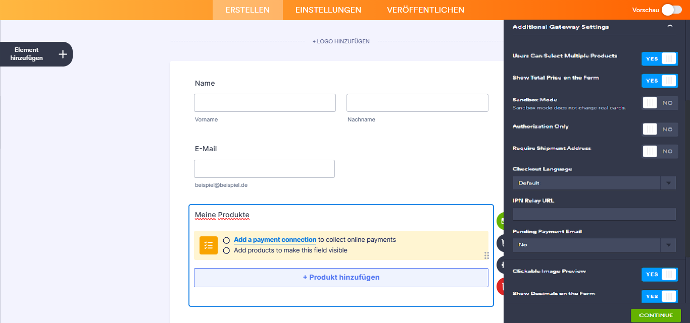 Einrichtung Ihres ersten Bestellformulars Image-2