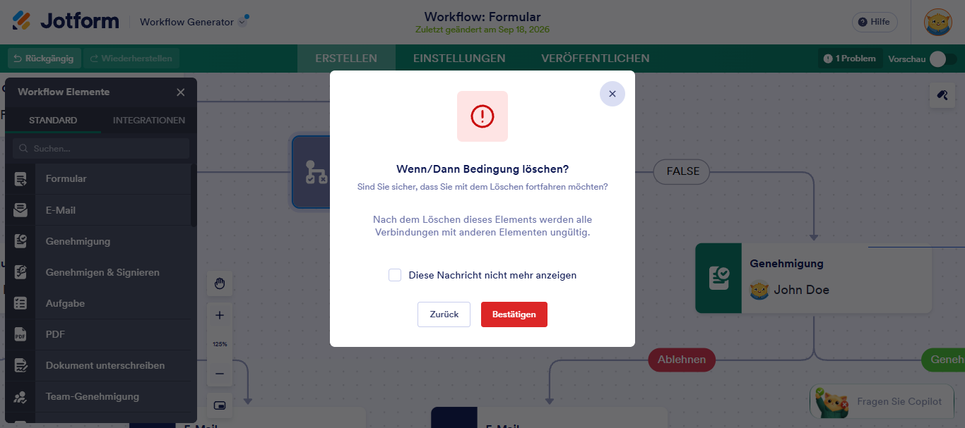 Wie Sie ein Wenn-Dann-Bedingungselement mit Jotform Approvals einrichten Image-10
