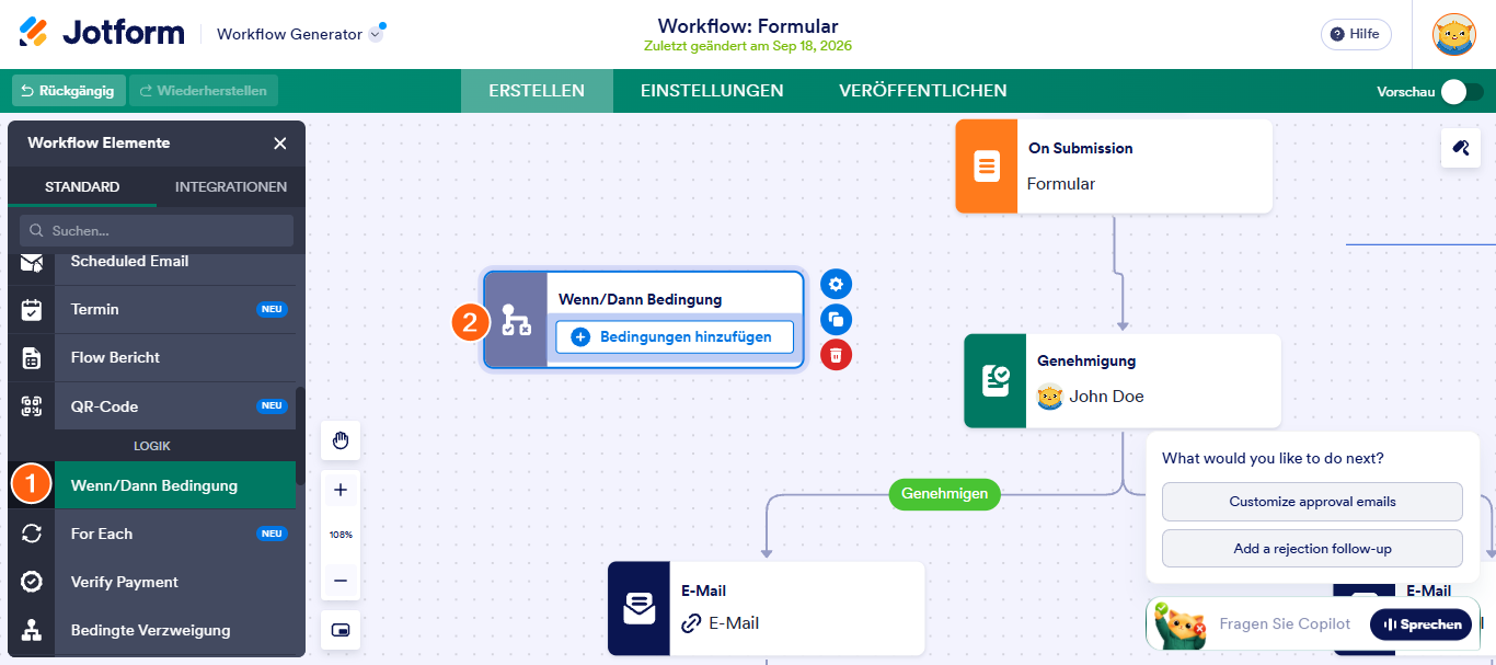 Wie Sie ein Wenn-Dann-Bedingungselement mit Jotform Approvals einrichten Image-1