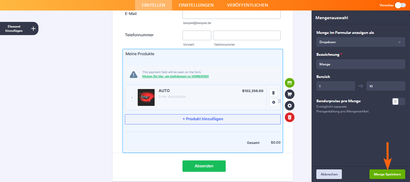 Einrichtung Ihres ersten Bestellformulars Image-9