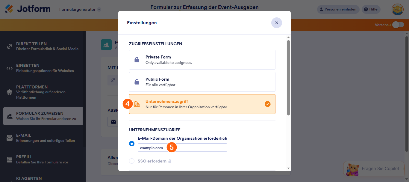 Wie Sie Ihre Formulare nur für Firmenmitglieder zugänglich machen Image-2