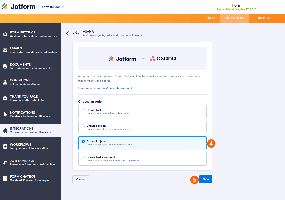 Aufgaben in Asana mit Formularantworten von Jotform erstellen Image-8