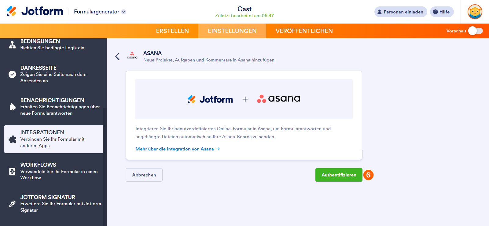 Aufgaben in Asana mit Formularantworten von Jotform erstellen Image-6