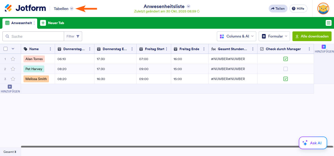 Wie Sie in Jotform Tabellen automatisierte Berichte erstellen Image-1