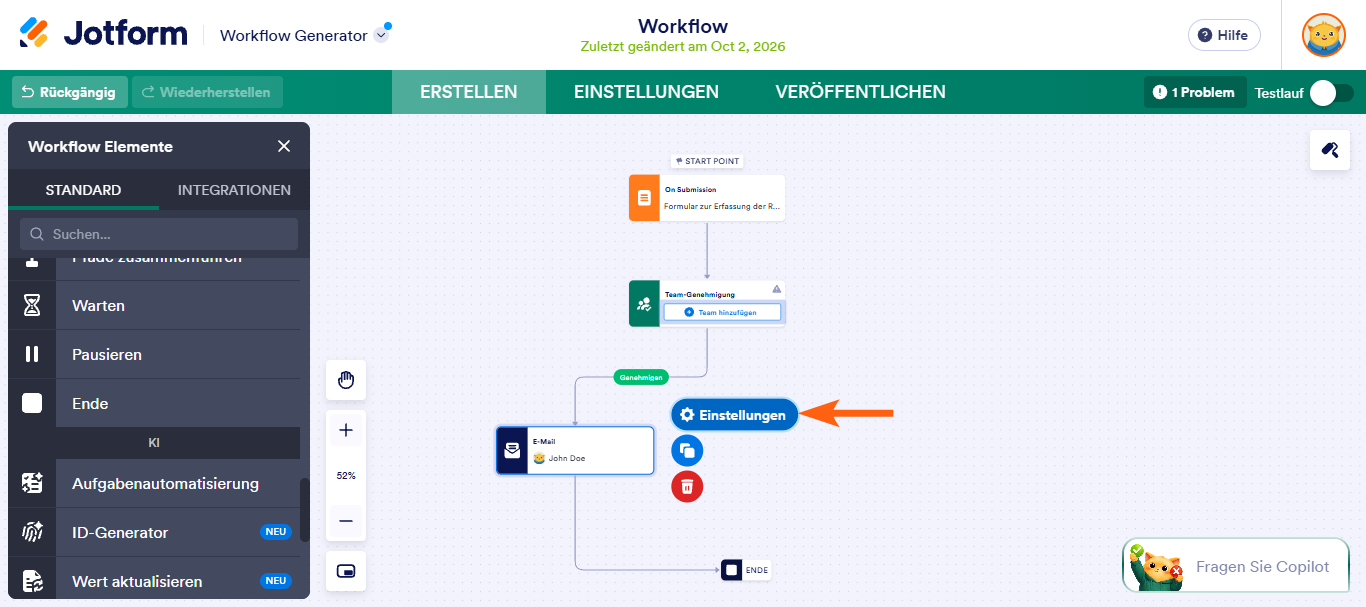 Wie Sie ein Element zum Senden von E-Mails in Jotform Approvals einrichten Image-3