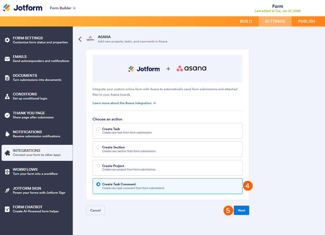 Aufgaben in Asana mit Formularantworten von Jotform erstellen Image-11