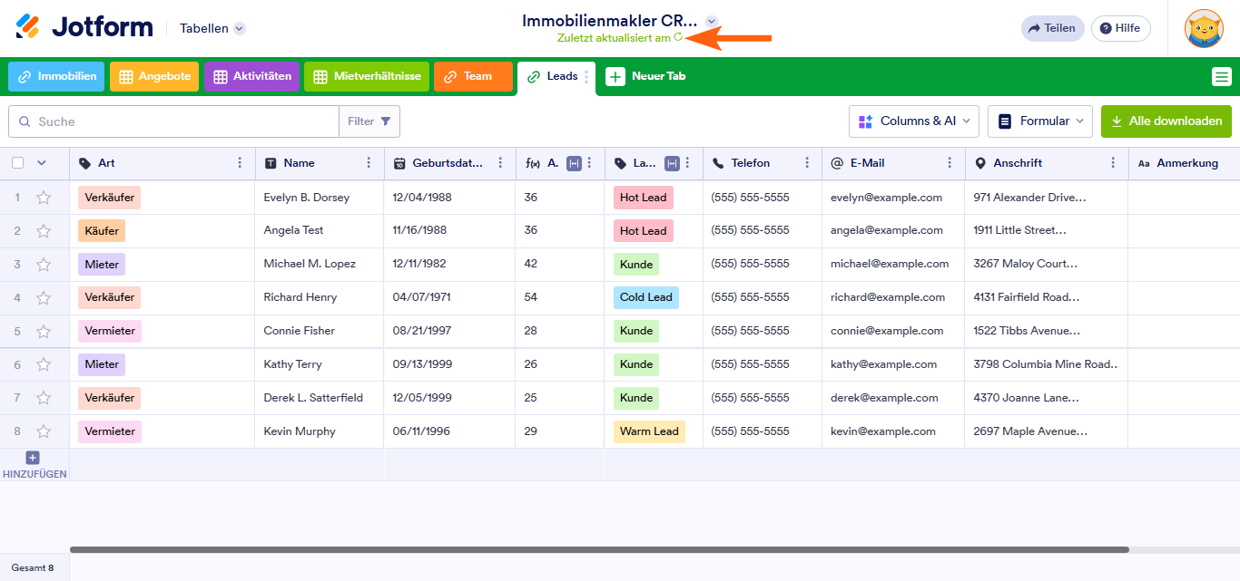 Wie Sie den Änderungsverlauf in Jotform Tabellen anzeigen können Image-1