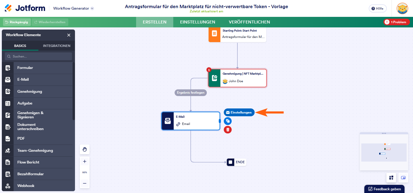Wie Sie ein Element zum Senden von E-Mails in Jotform Approvals einrichten Image-3