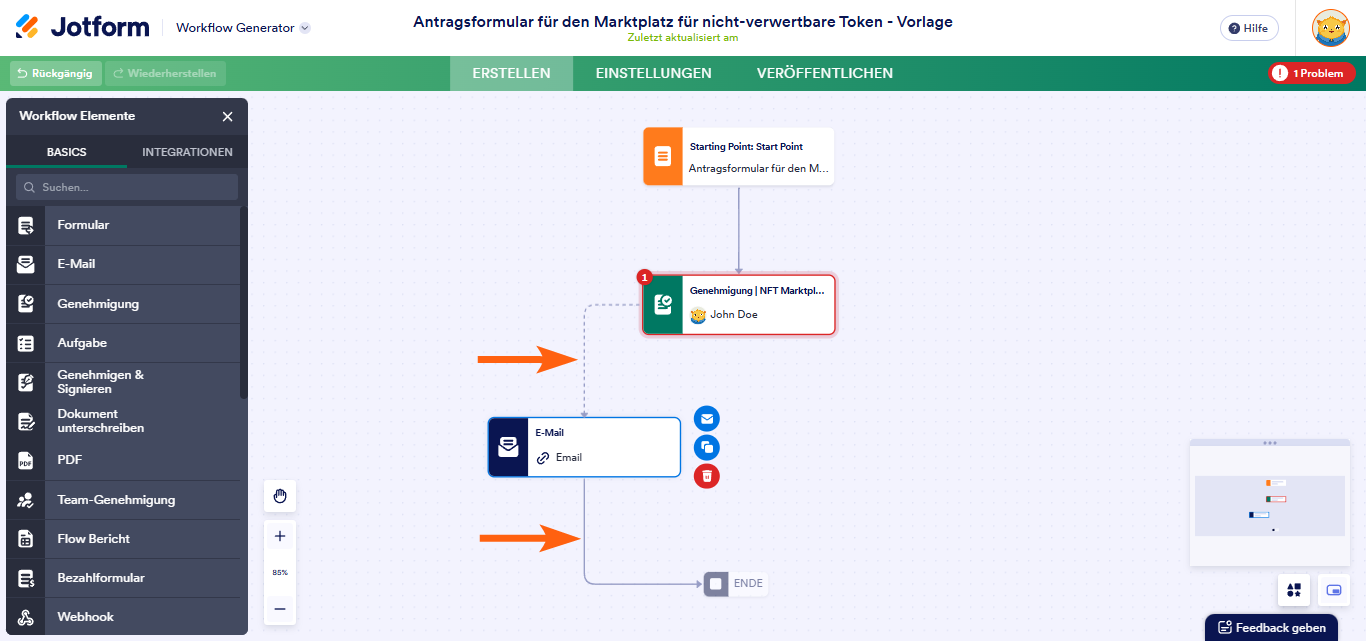 Wie Sie ein Element zum Senden von E-Mails in Jotform Approvals einrichten Image-2